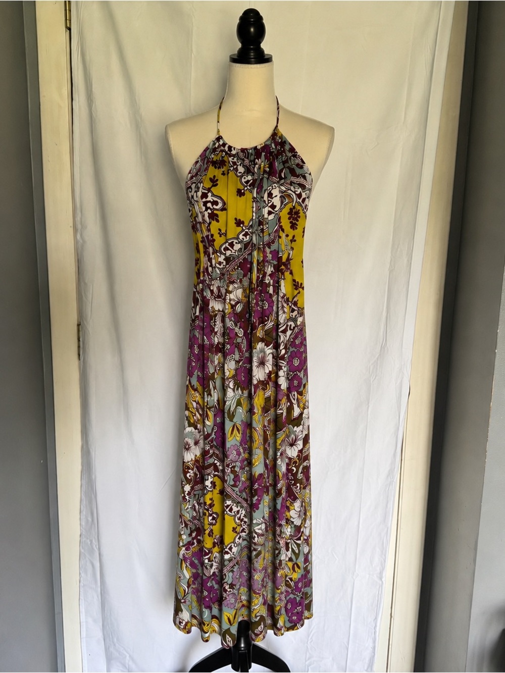 Miss Bikini Luxe Boho Floral Halter Maxi Dress Resort Vacation Dress Size 42(EU)